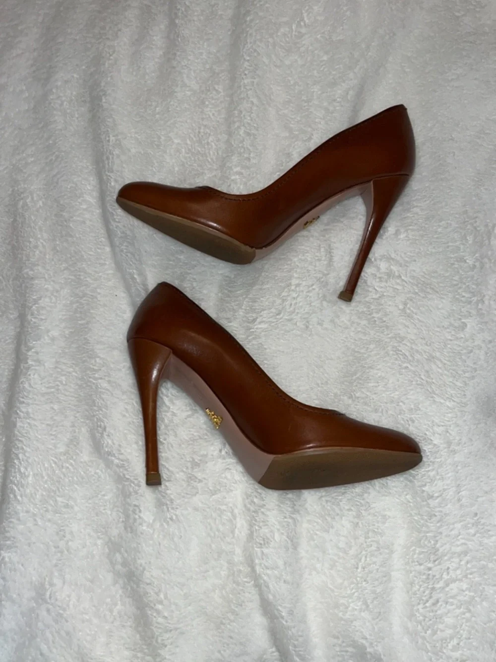 Prada Brown Leather Pointed-Toe Stiletto Pumps